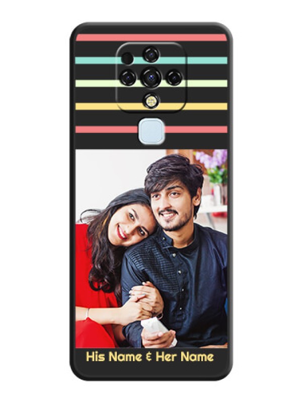 Custom Color Stripes with Photo and Text on Photo on Space Black Soft Matte Mobile Case - Tecno Camon 16