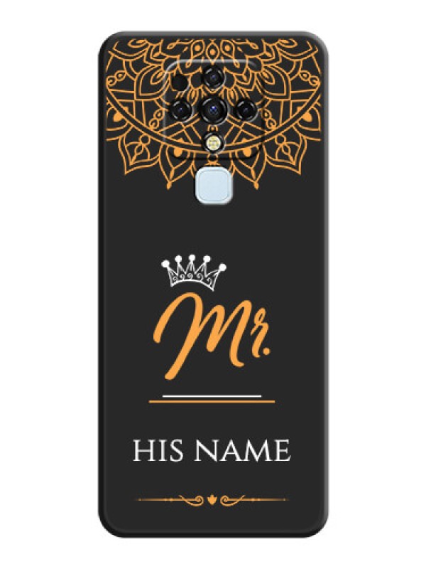 Custom Mr Name with Floral Design  on Personalised Space Black Soft Matte Cases - Tecno Camon 16