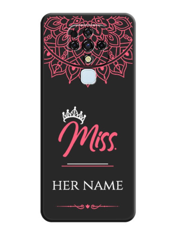 Custom Mrs Name with Floral Design on Space Black Personalized Soft Matte Phone Covers - Tecno Camon 16