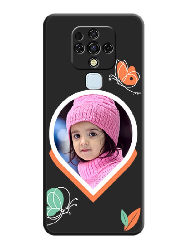 Custom Upload Pic With Simple Butterly Design On Space Black Personalized Soft Matte Phone Covers -Tecno Camon 16