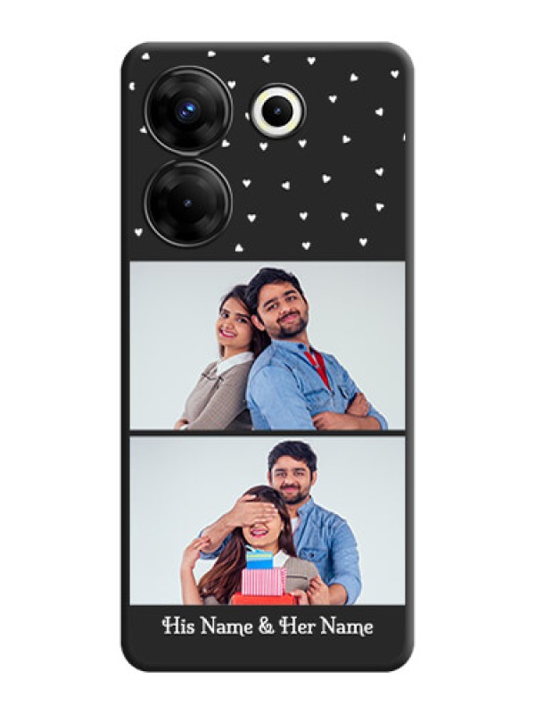 Custom Miniature Love Symbols with Name on Space Black Custom Soft Matte Back Cover - Tecno Camon 20 Pro