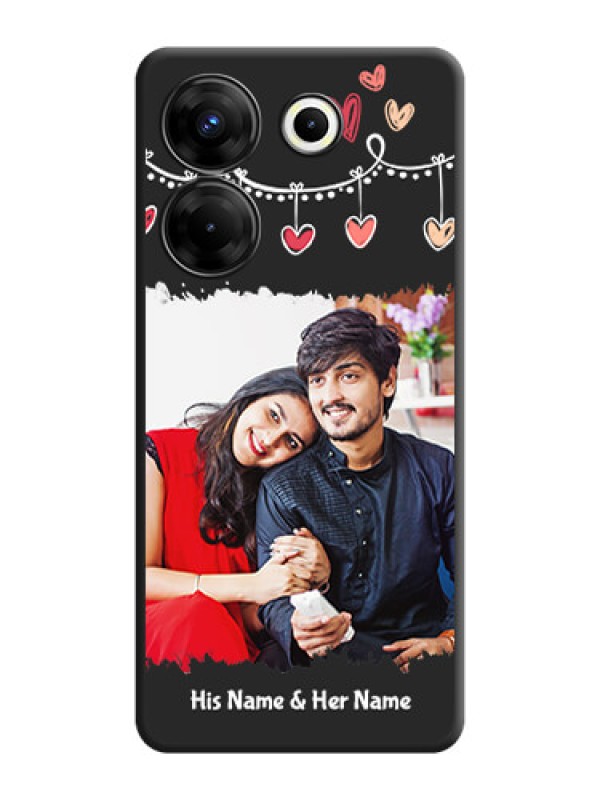 Custom Pink Love Hangings with Name on Space Black Custom Soft Matte Phone Cases - Tecno Camon 20 Pro
