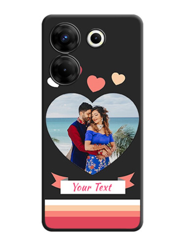 Custom Love Shaped Photo with Colorful Stripes on Personalised Space Black Soft Matte Cases - Tecno Camon 20 Pro