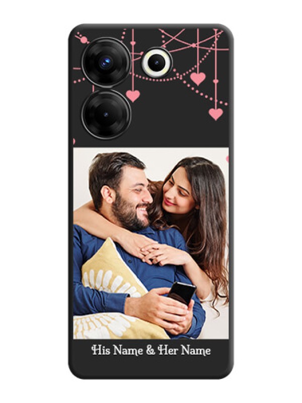 Custom Pink Love Hangings with Text on Space Black Custom Soft Matte Back Cover - Tecno Camon 20 Pro
