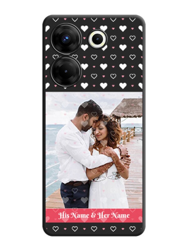 Custom White Color Love Symbols with Text Design - Photo on Space Black Soft Matte Phone Cover - Tecno Camon 20 Pro