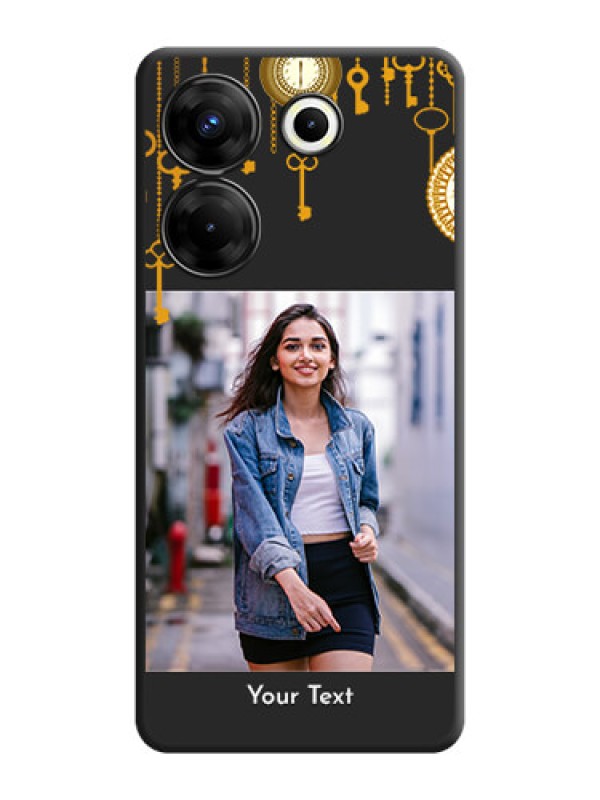 Custom Decorative Design with Text on Space Black Custom Soft Matte Back Cover - Tecno Camon 20 Pro