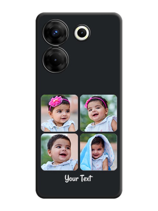 Custom Floral Art with 6 Image Holder - Photo on Space Black Soft Matte Mobile Case - Tecno Camon 20 Pro