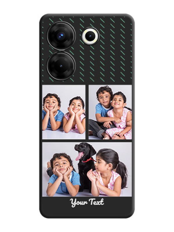Custom Cross Dotted Pattern with 2 Image Holder on Personalised Space Black Soft Matte Cases - Tecno Camon 20 Pro