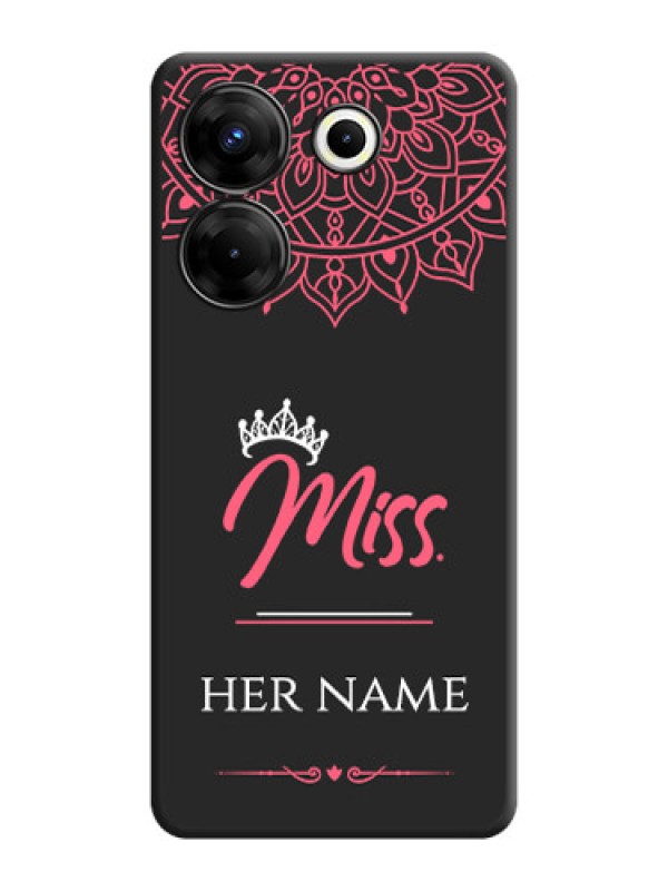 Custom Mrs Name with Floral Design on Space Black Personalized Soft Matte Phone Covers - Tecno Camon 20 Pro