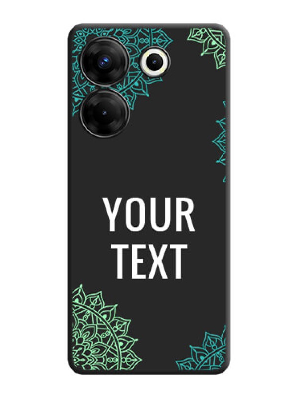 Custom Your Name with Floral Design on Space Black Custom Soft Matte Back Cover - Tecno Camon 20 Pro