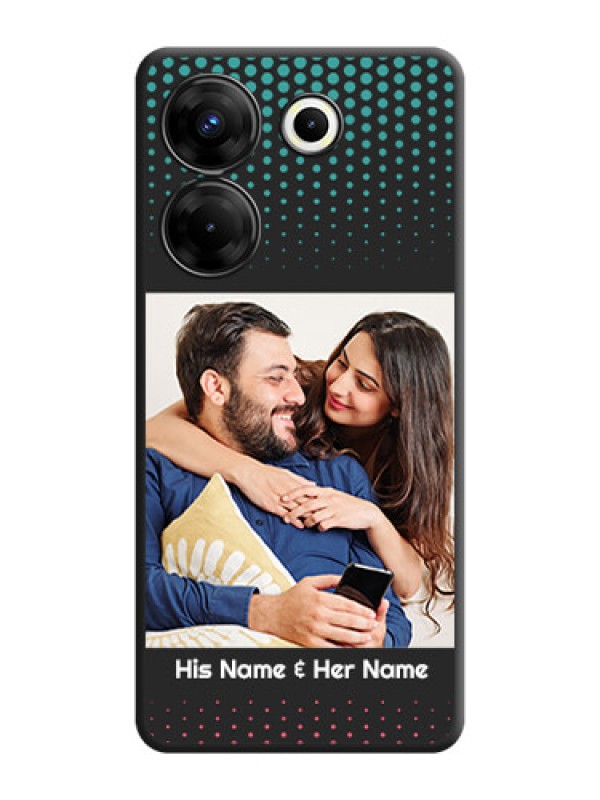 Custom Faded Dots with Grunge Photo Frame and Text on Space Black Custom Soft Matte Phone Cases - Tecno Camon 20 Pro