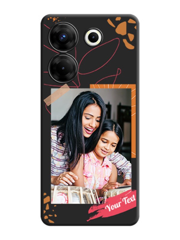 Custom Orange Photo Frame on Space Black Custom Soft Matte Phone Back Cover - Tecno Camon 20 Pro