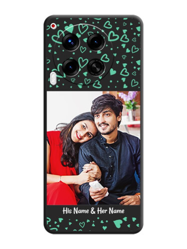 Custom Sea Green Indefinite Love Pattern on Photo On Space Black Custom Soft Matte Mobile Back Cover - Camon 30 5G