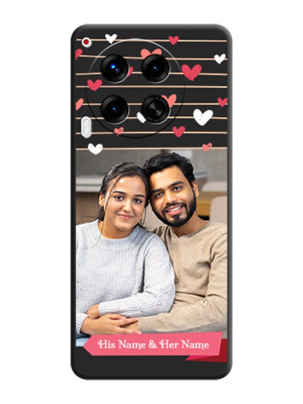 Custom Love Pattern with Name on Pink Ribbon on Photo On Space Black Custom Soft Matte Mobile Back Cover - Camon 30 5G