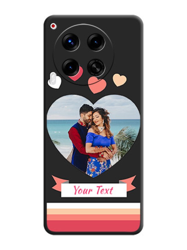 Custom Love Shaped Photo with Colorful Stripes On Space Black Custom Soft Matte Mobile Back Cover - Camon 30 5G