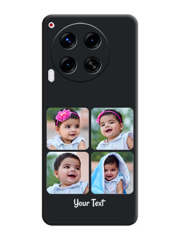 Custom Floral Art with 6 Image Holder on Photo On Space Black Custom Soft Matte Mobile Back Cover - Camon 30 5G