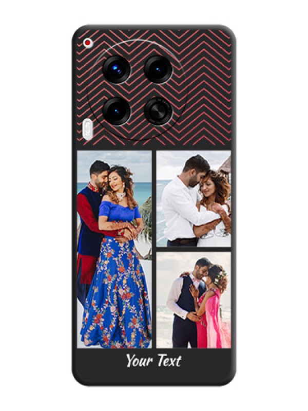 Custom Wave Pattern with 3 Image Holder On Space Black Custom Soft Matte Mobile Back Cover - Camon 30 5G