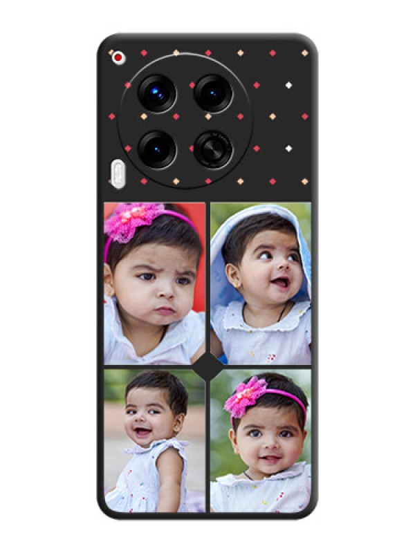 Custom Multicolor Dotted Pattern with 4 Image Holder On Space Black Custom Soft Matte Mobile Back Cover - Camon 30 5G