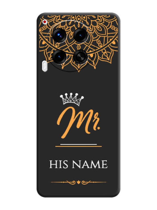 Custom Mr Name with Floral Design On Space Black Custom Soft Matte Mobile Back Cover - Camon 30 5G