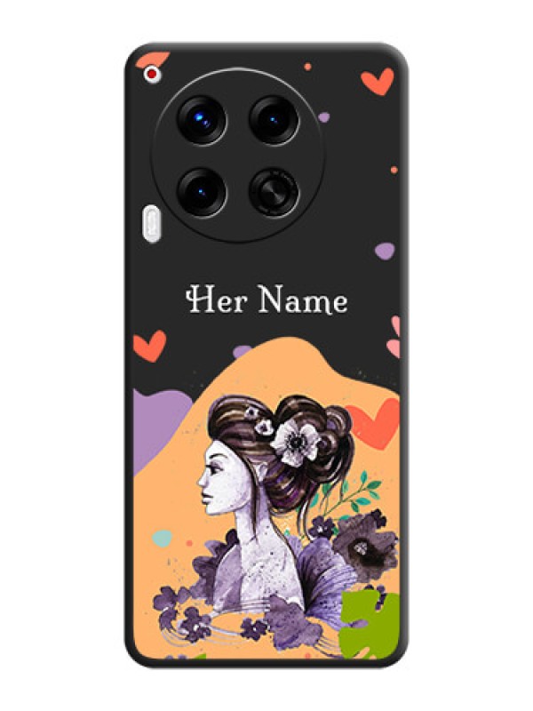 Custom Namecase For Her With Fancy Lady Image On Space Black Custom Soft Matte Mobile Back Cover - Camon 30 5G