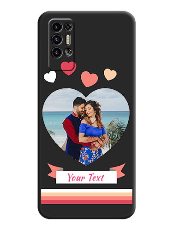 Custom Love Shaped Photo with Colorful Stripes on Personalised Space Black Soft Matte Cases - Tecno Pova 2