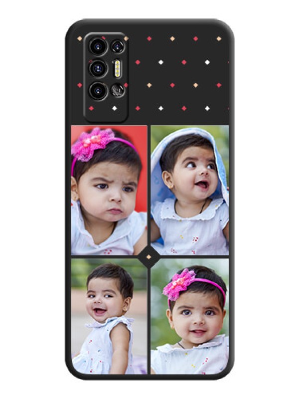 Custom Multicolor Dotted Pattern with 4 Image Holder on Space Black Custom Soft Matte Phone Cases - Tecno Pova 2