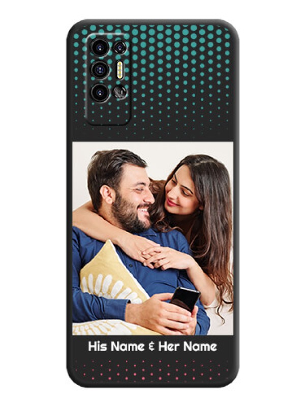Custom Faded Dots with Grunge Photo Frame and Text on Space Black Custom Soft Matte Phone Cases - Tecno Pova 2