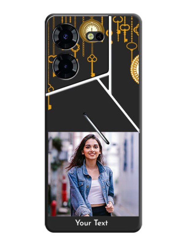 Custom Decorative Design with Text On Space Black Custom Soft Matte Mobile Back Cover - Pova 5 Pro 5G