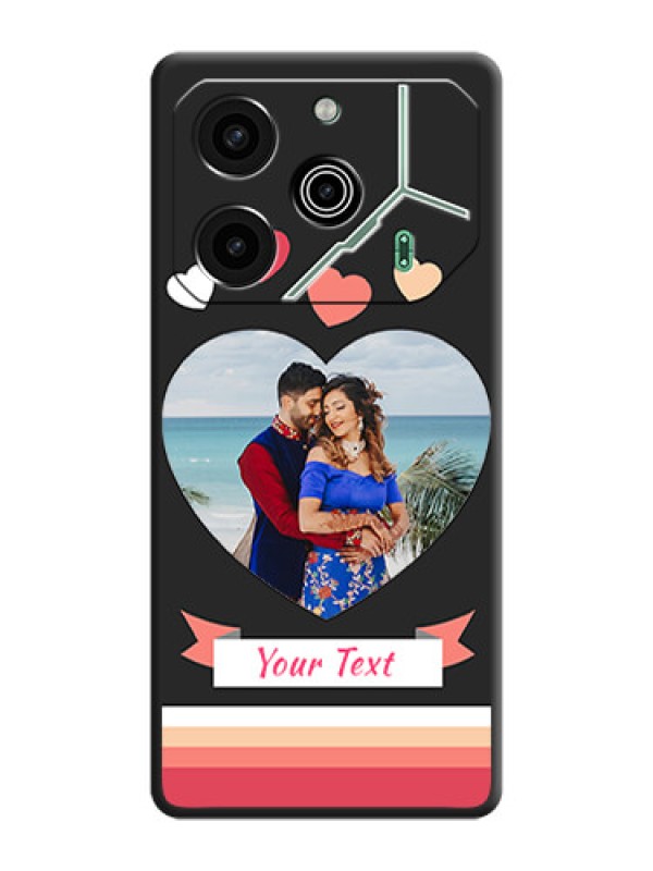 Custom Love Shaped Photo with Colorful Stripes On Space Black Custom Soft Matte Mobile Back Cover - Pova 6 Pro 5G