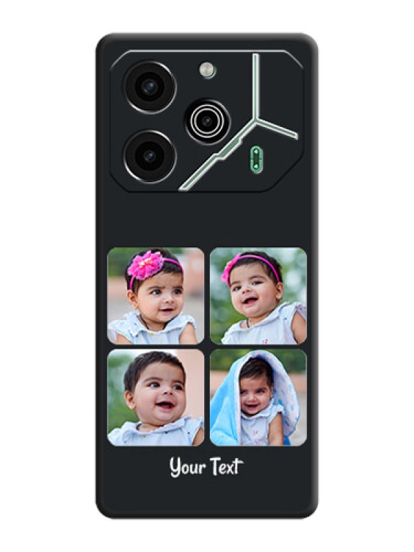 Custom Floral Art with 6 Image Holder on Photo On Space Black Custom Soft Matte Mobile Back Cover - Pova 6 Pro 5G