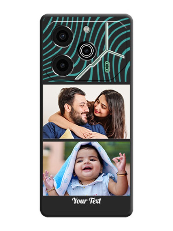 Custom Wave Pattern with 2 Image Holder On Space Black Custom Soft Matte Mobile Back Cover - Pova 6 Pro 5G