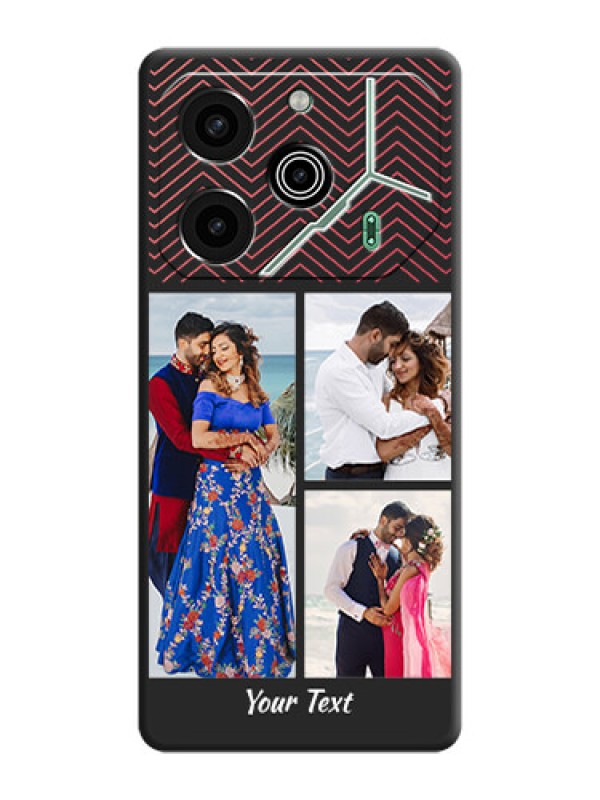 Custom Wave Pattern with 3 Image Holder On Space Black Custom Soft Matte Mobile Back Cover - Pova 6 Pro 5G