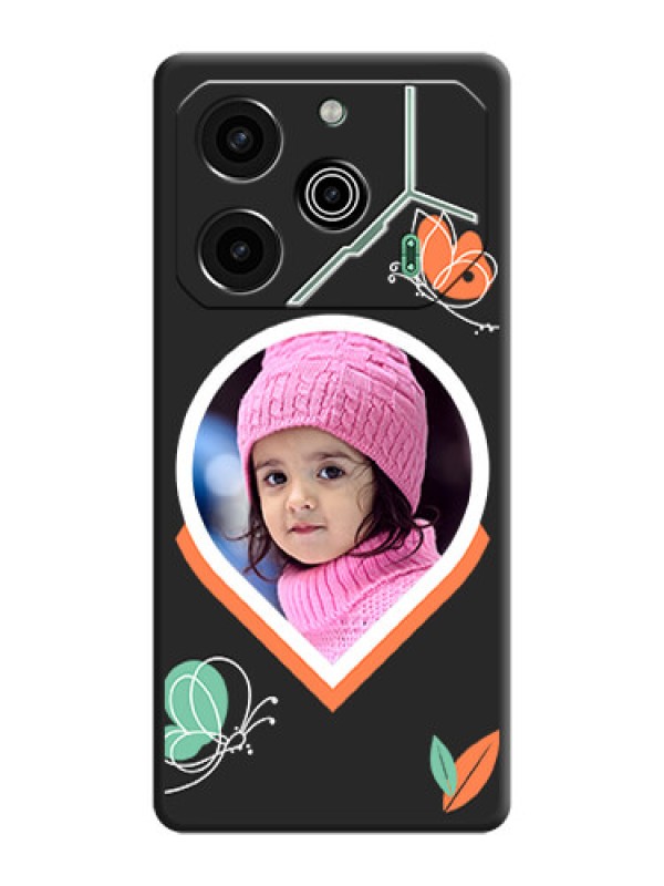 Custom Upload Pic With Simple Butterly Design On Space Black Custom Soft Matte Mobile Back Cover - Pova 6 Pro 5G