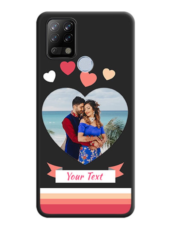 Custom Love Shaped Photo with Colorful Stripes on Personalised Space Black Soft Matte Cases - Tecno Pova