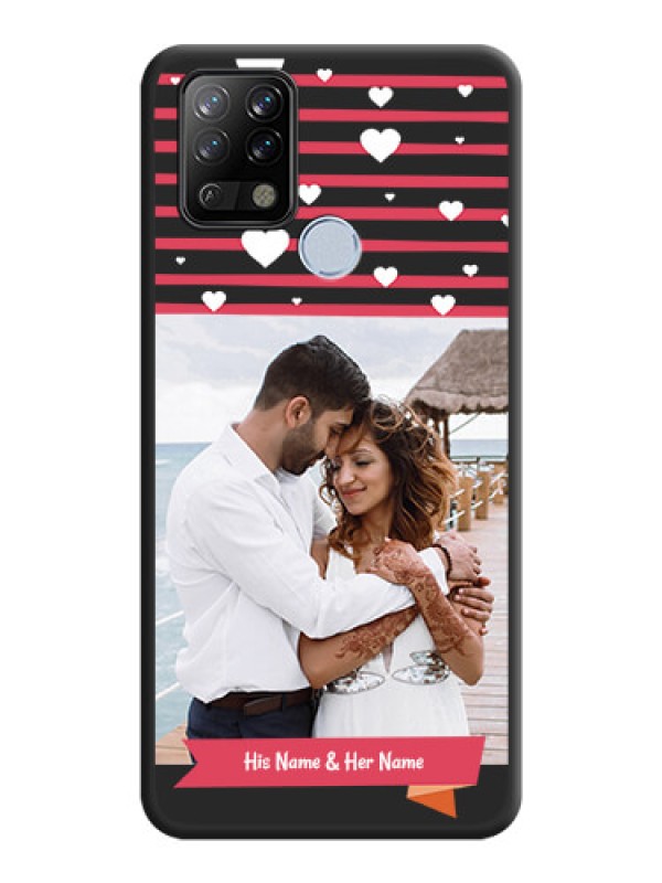Custom White Color Love Symbols with Pink Lines Pattern on Space Black Custom Soft Matte Phone Cases - Tecno Pova