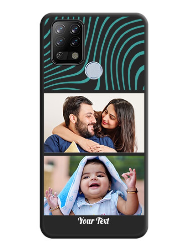 Custom Wave Pattern with 2 Image Holder on Space Black Personalized Soft Matte Phone Covers - Tecno Pova