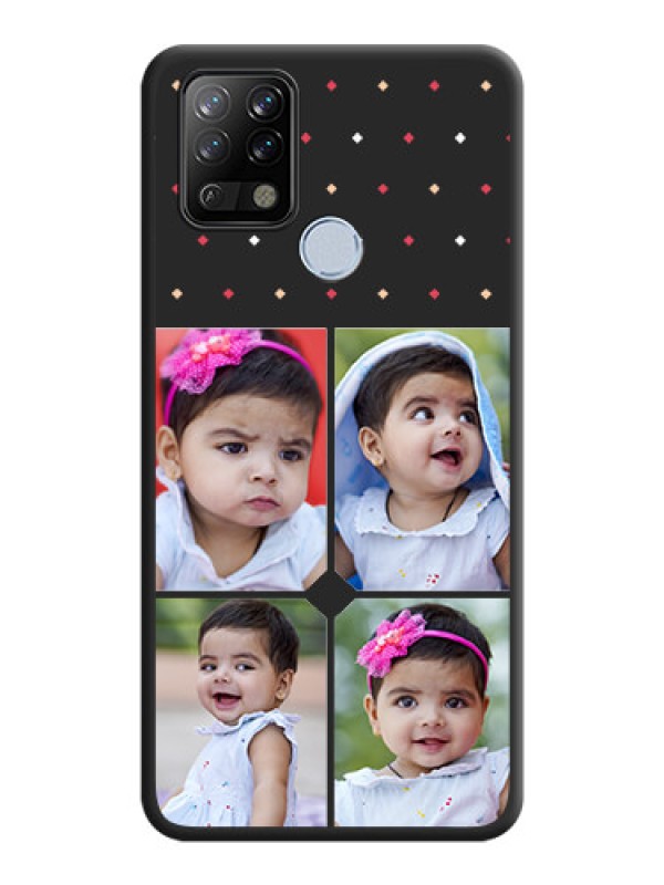 Custom Multicolor Dotted Pattern with 4 Image Holder on Space Black Custom Soft Matte Phone Cases - Tecno Pova