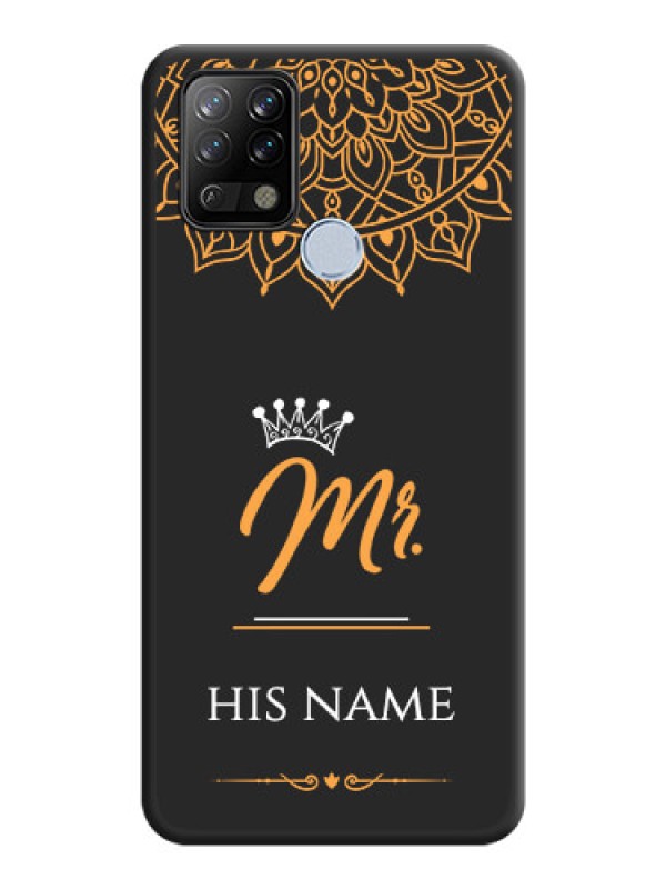 Custom Mr Name with Floral Design  on Personalised Space Black Soft Matte Cases - Tecno Pova