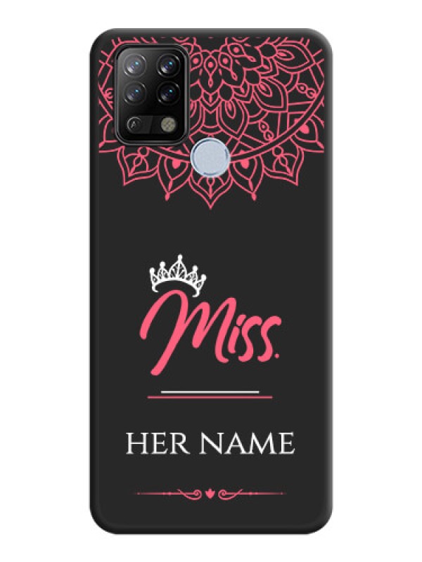 Custom Mrs Name with Floral Design on Space Black Personalized Soft Matte Phone Covers - Tecno Pova