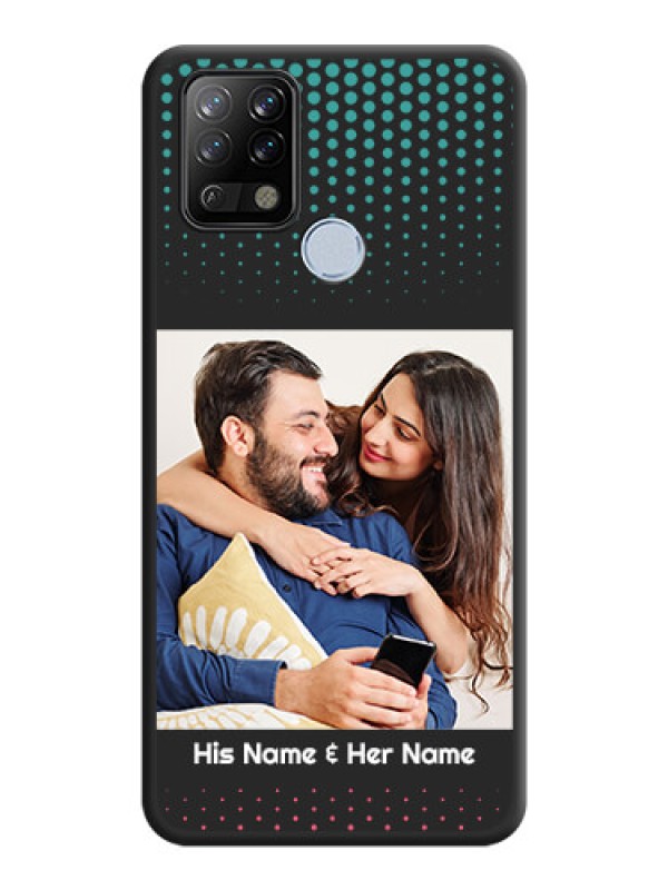 Custom Faded Dots with Grunge Photo Frame and Text on Space Black Custom Soft Matte Phone Cases - Tecno Pova