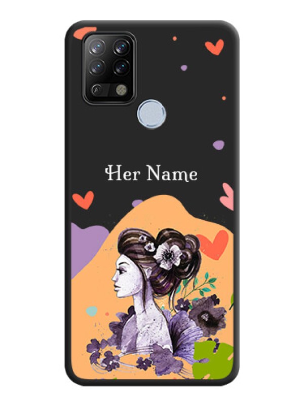 Custom Namecase For Her With Fancy Lady Image On Space Black Personalized Soft Matte Phone Covers -Tecno Pova