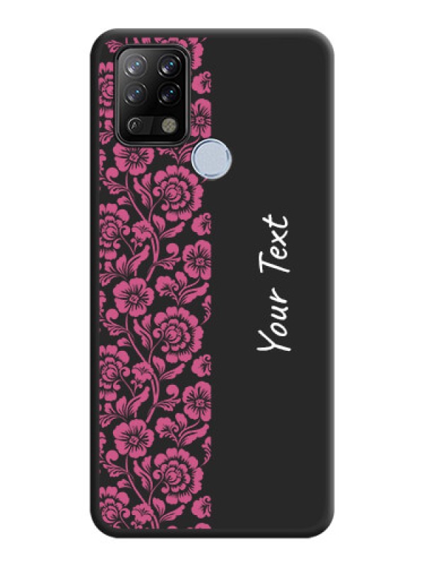 Custom Pink Floral Pattern Design With Custom Text On Space Black Personalized Soft Matte Phone Covers -Tecno Pova
