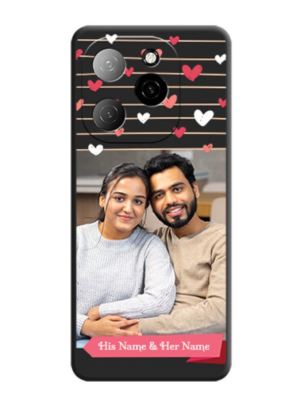 Custom Love Pattern with Name on Pink Ribbon on Photo On Space Black Custom Soft Matte Mobile Back Cover - Spark 20 Pro 5G