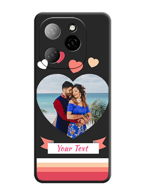 Custom Love Shaped Photo with Colorful Stripes On Space Black Custom Soft Matte Mobile Back Cover - Spark 20 Pro 5G