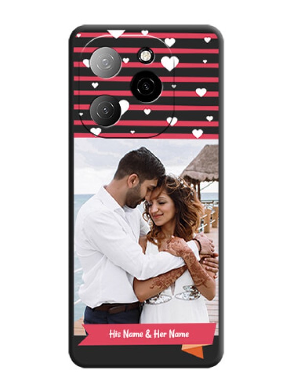 Custom White Color Love Symbols with Pink Lines Pattern On Space Black Custom Soft Matte Mobile Back Cover - Spark 20 Pro 5G