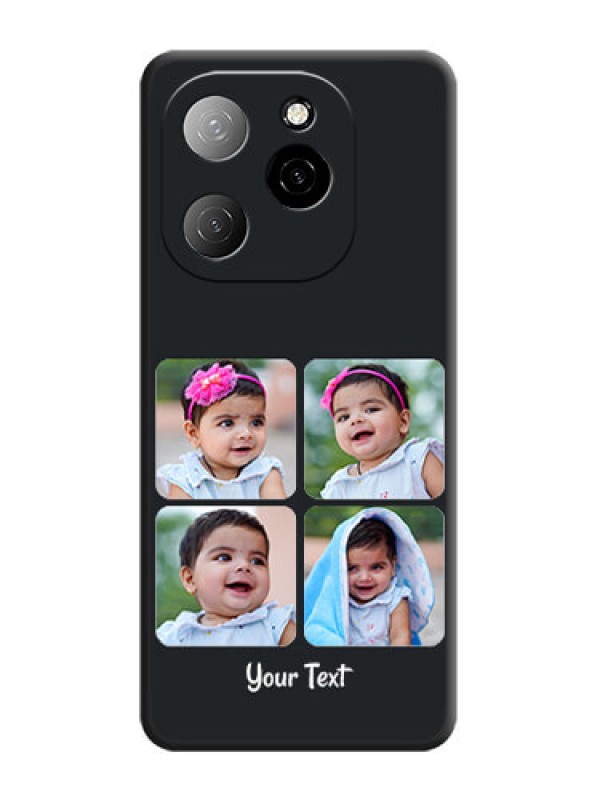 Custom Floral Art with 6 Image Holder on Photo On Space Black Custom Soft Matte Mobile Back Cover - Spark 20 Pro 5G