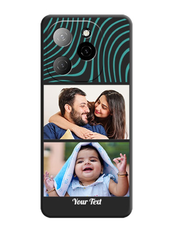 Custom Wave Pattern with 2 Image Holder On Space Black Custom Soft Matte Mobile Back Cover - Spark 20 Pro 5G