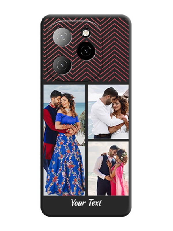 Custom Wave Pattern with 3 Image Holder On Space Black Custom Soft Matte Mobile Back Cover - Spark 20 Pro 5G