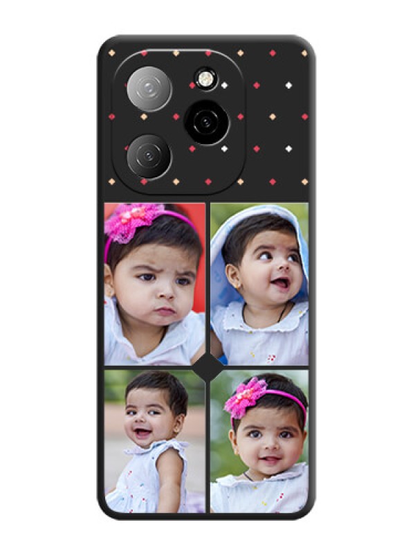 Custom Multicolor Dotted Pattern with 4 Image Holder On Space Black Custom Soft Matte Mobile Back Cover - Spark 20 Pro 5G