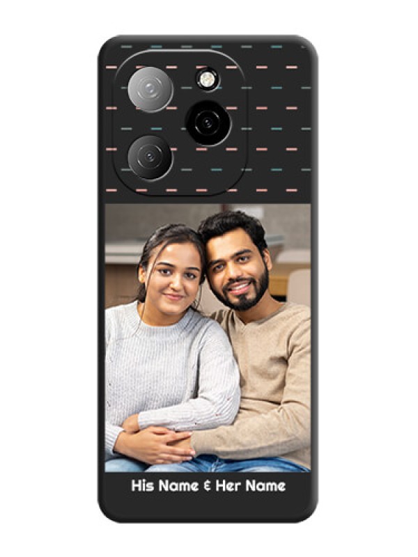 Custom Line Pattern Design with Text On Space Black Custom Soft Matte Mobile Back Cover - Spark 20 Pro 5G